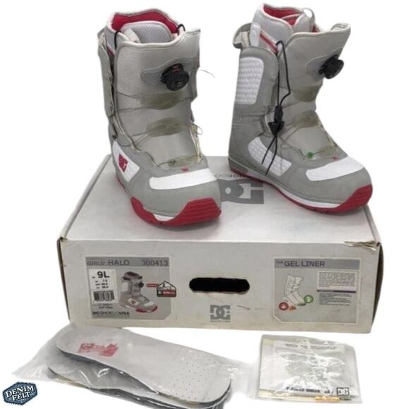 DC Shoes Halo BOA Snowboard Boots Gray Pink Women’s 9 / Youth 9L 40.5 EU 26cm - Picture 1 of 16